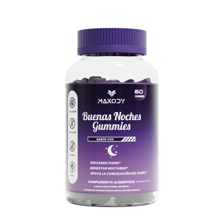 Buenas Noches Gummies con Melatonina MAXODY - 60 gummies sabor uva - Imagen 1