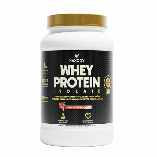 Whey Protein Isolate Fresa 1kg — 89% Proteína Pura