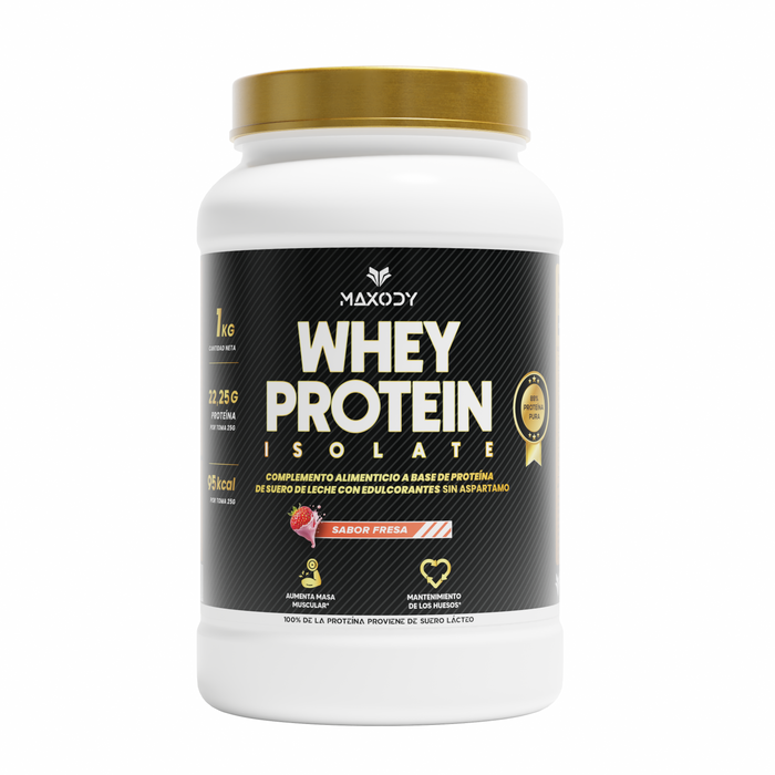 Whey Protein Isolate Fresa 1kg — 89% Proteína Pura