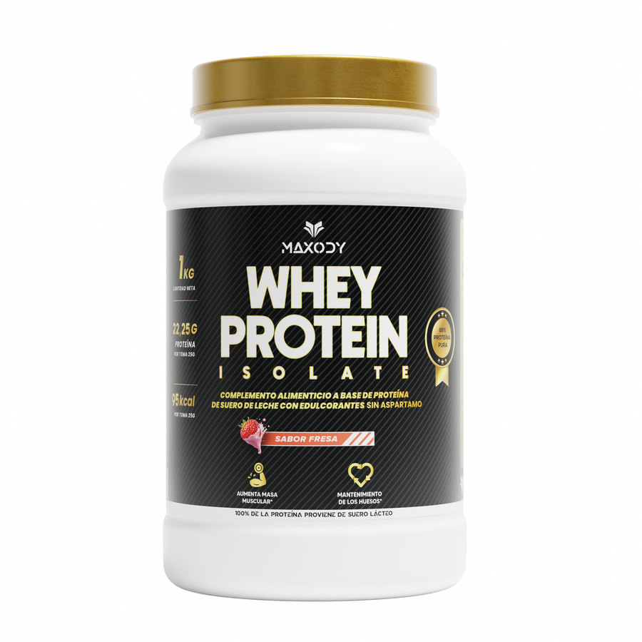 Whey Protein Isolate Fresa 1kg — 89% Proteína Pura